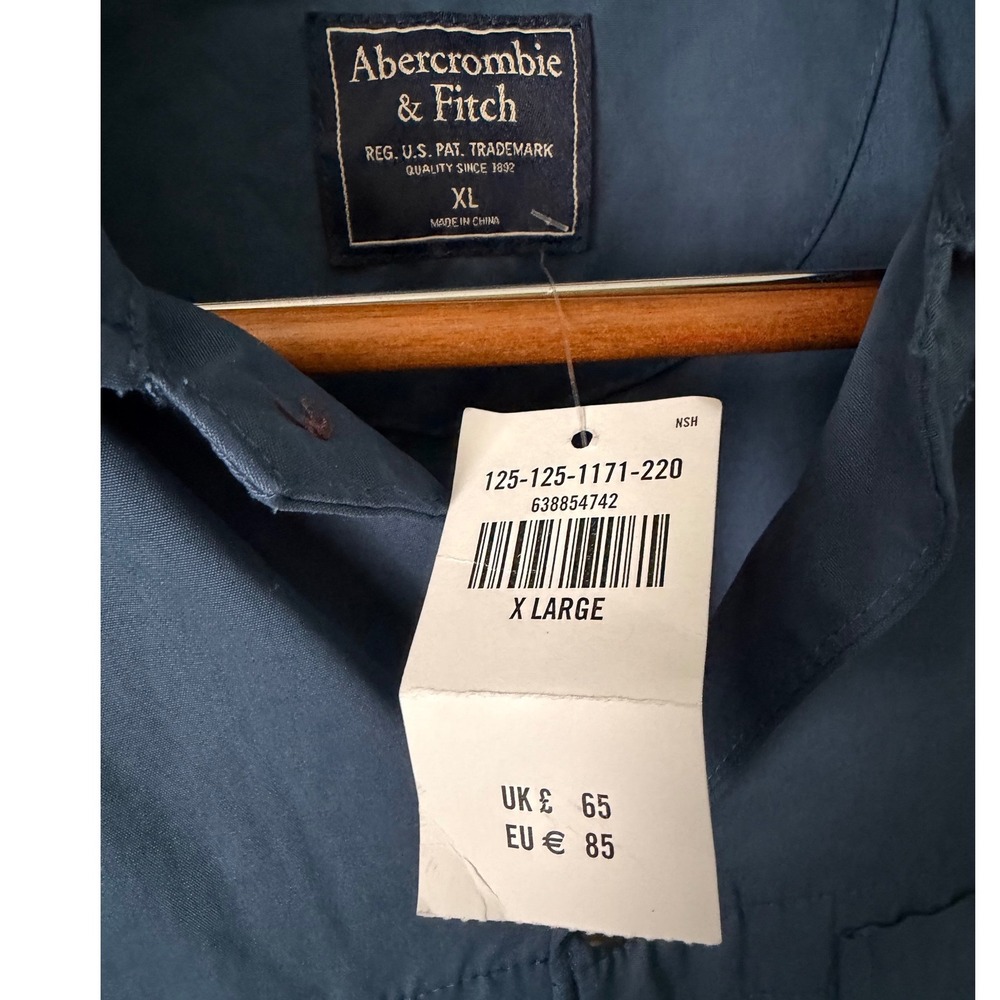 Abercrombie & Fitch Button Down Shirt‎ Mens XL Blue NEW Utility Long Sleeve 1171 - Picture 5 of 9